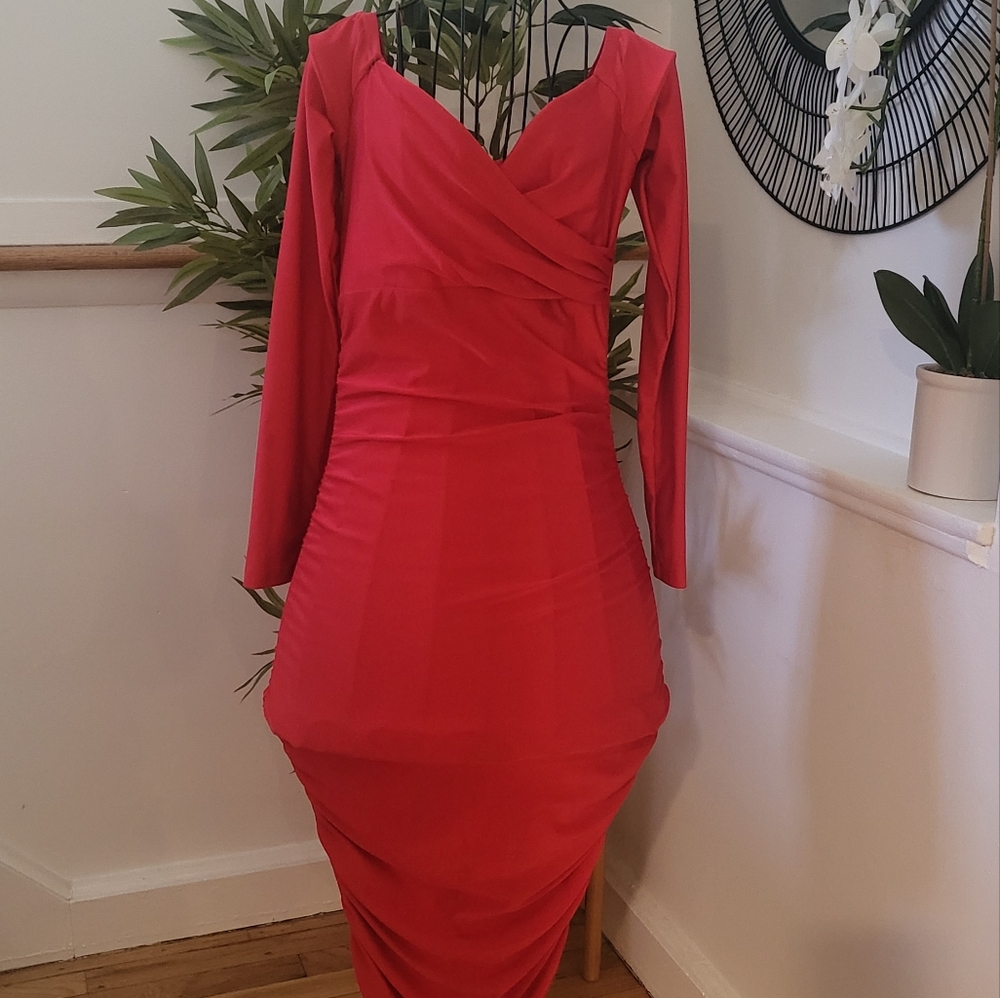 Red Bodycon Cut-Out Cocktail Dress